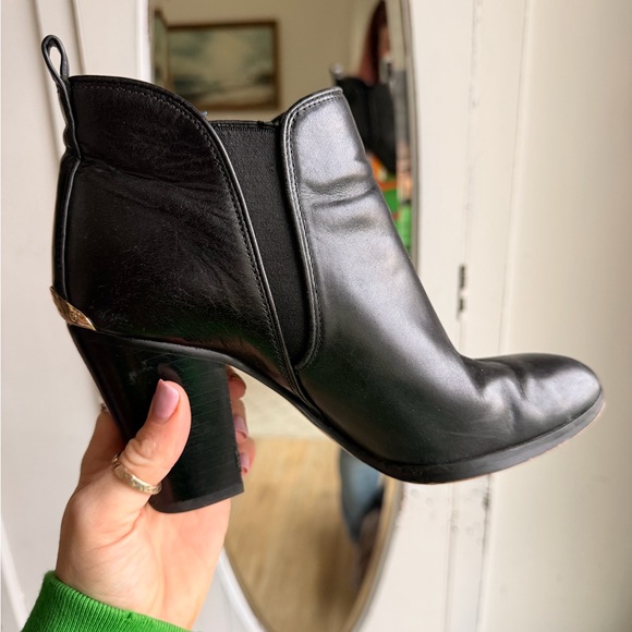 Michael Kors Black Ankle Boots with Gold Accent - Picture 2 of 8